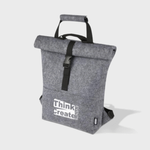 Fietstas van GRS gerecycled vilt met opgerolde bovenkant